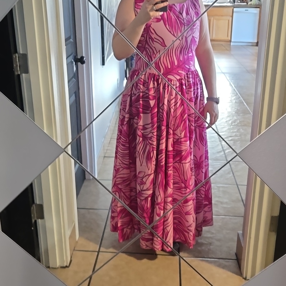 CC Fashions Hawaii Vintage Pink Tropical Princess Seam Maxi Dress Size 11/12 - Picture 11 of 11